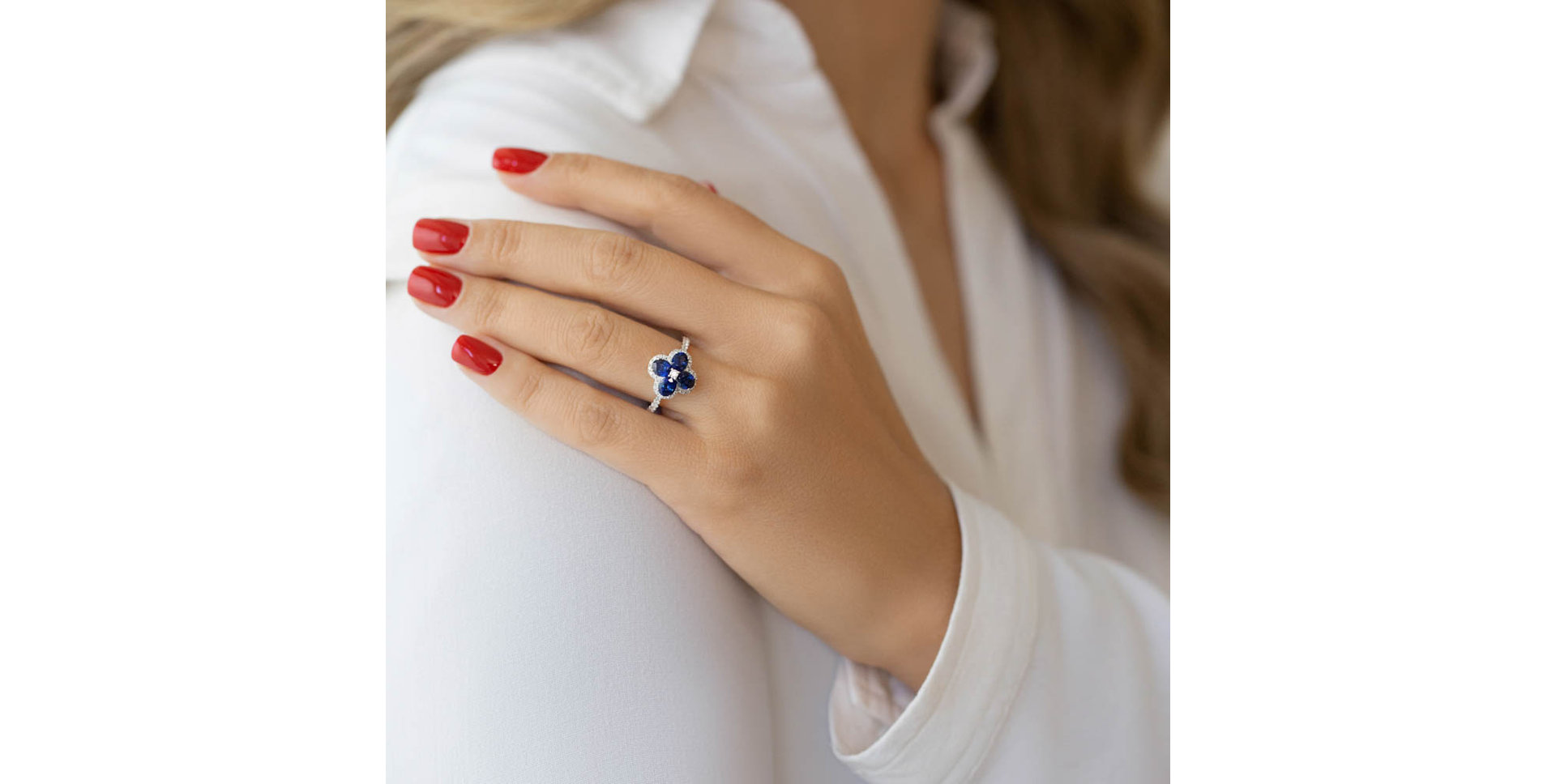 Prsten s diamanty a safíry Sapphire Blossom