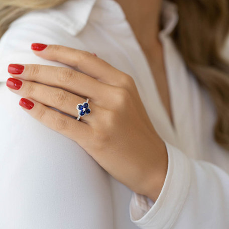 Prsten s diamanty a safíry Sapphire Blossom