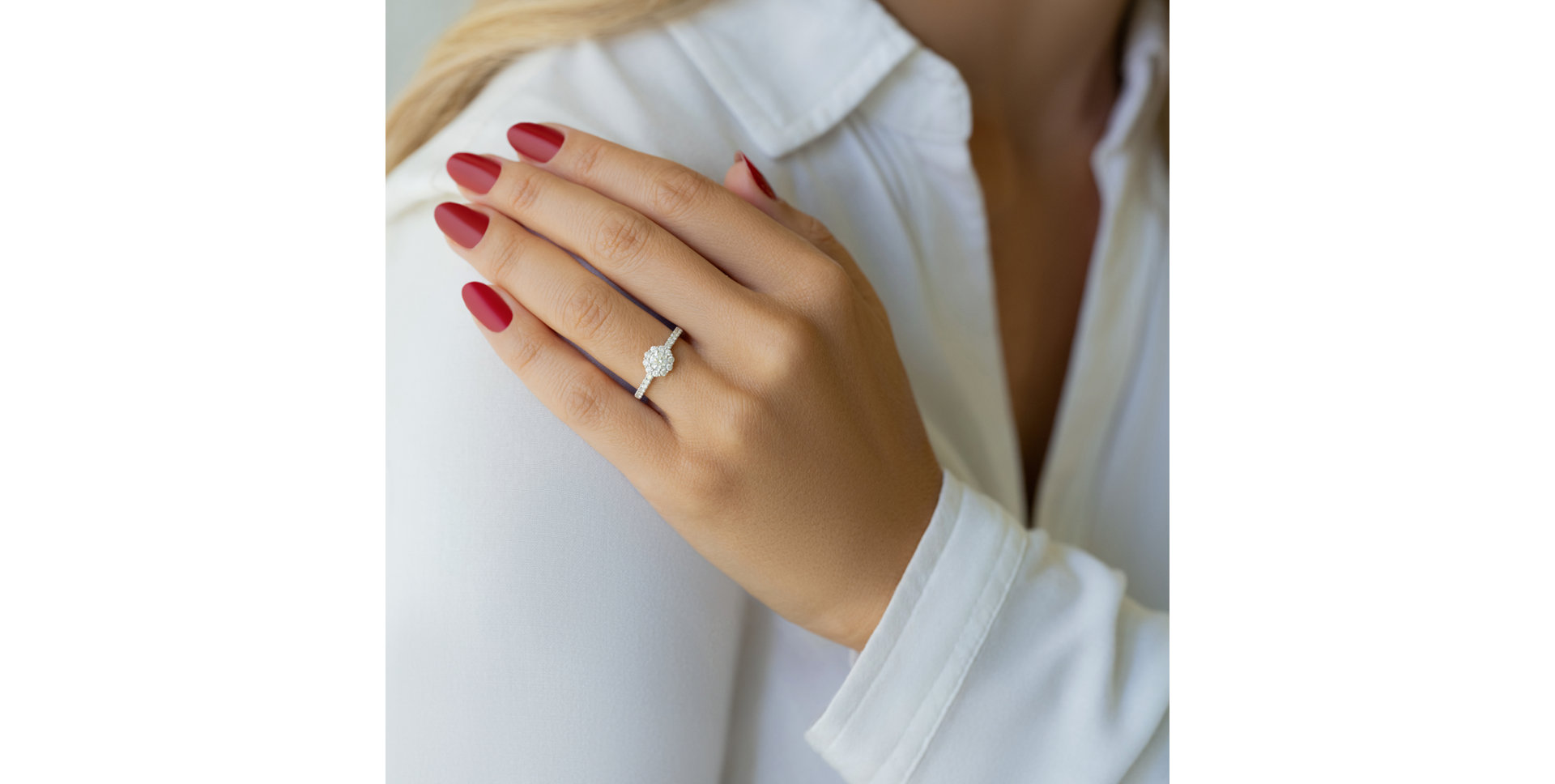 Prsten s diamanty Folded Floral