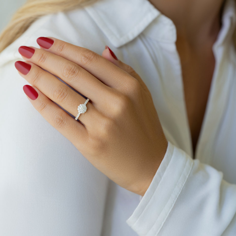 Prsten s diamanty Folded Floral