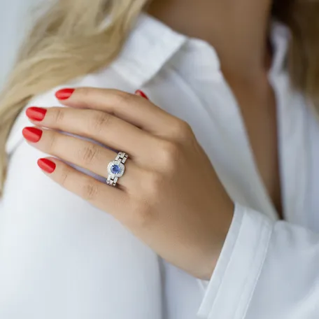 Prsten s safírem a diamanty Nichele