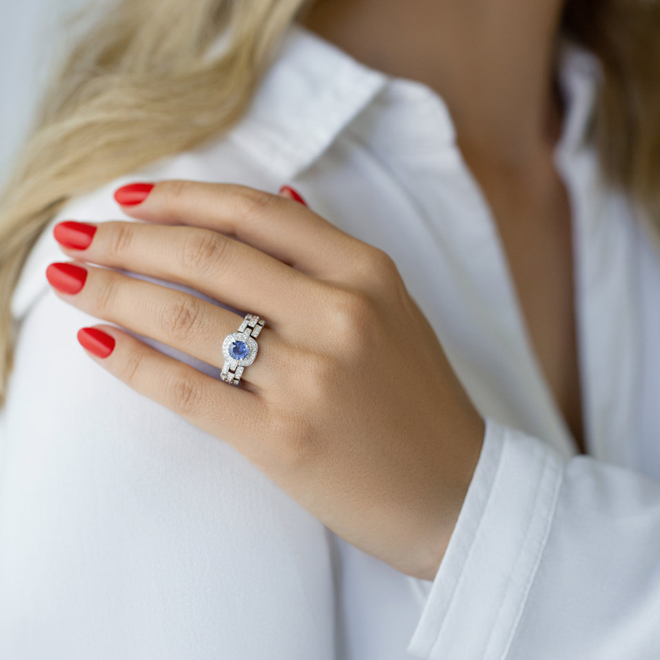 Prsten s safírem a diamanty Nichele