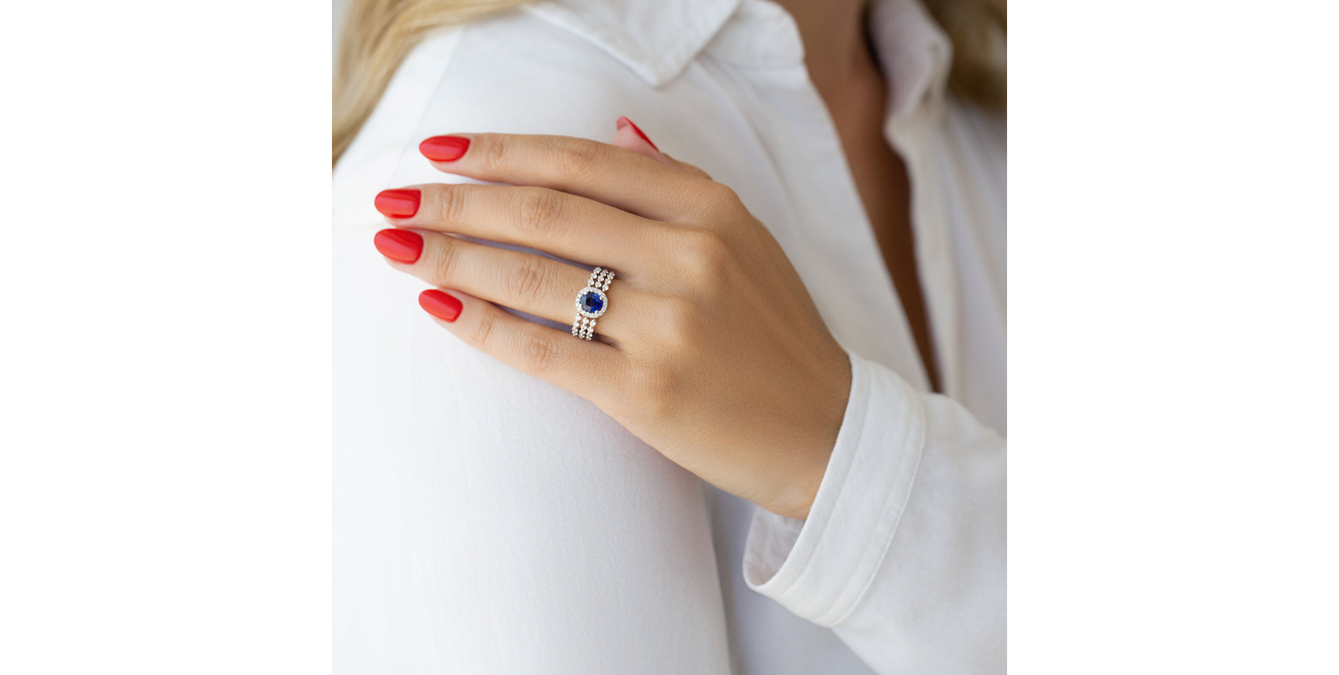 Prsten s safírem a diamanty Perline