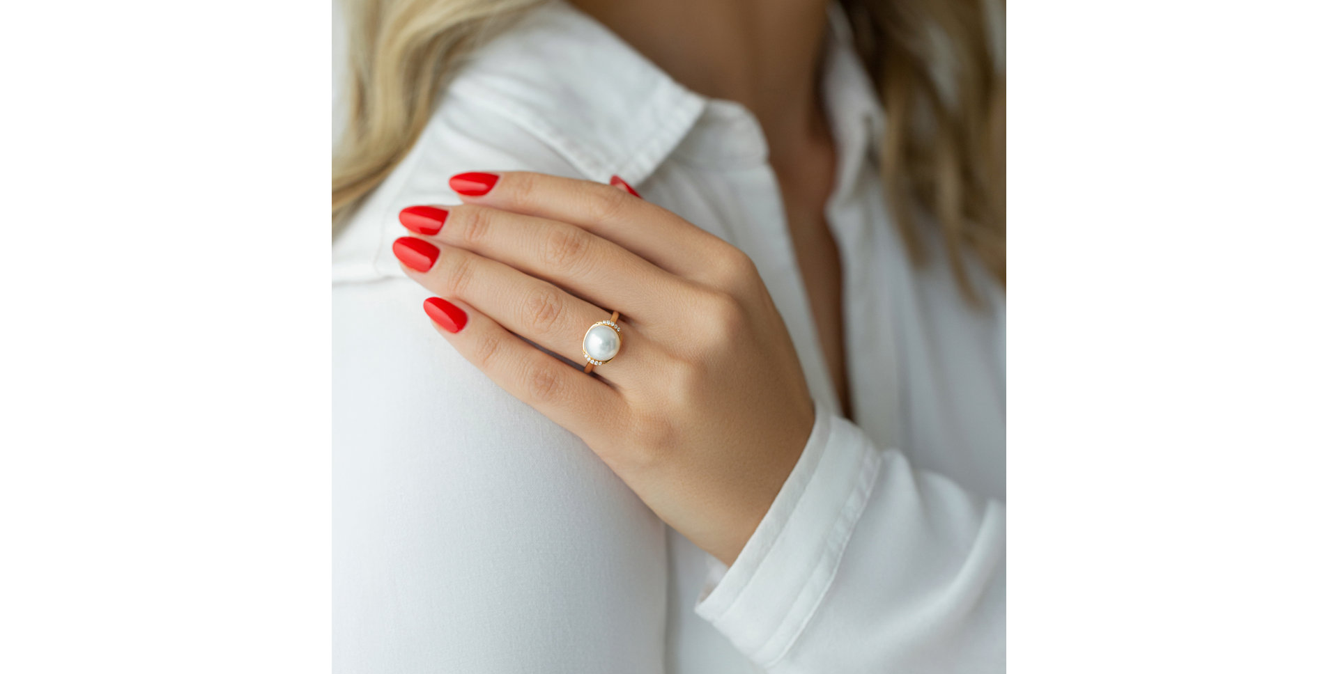 Prsten s perlou a diamanty Nuvole Bianche