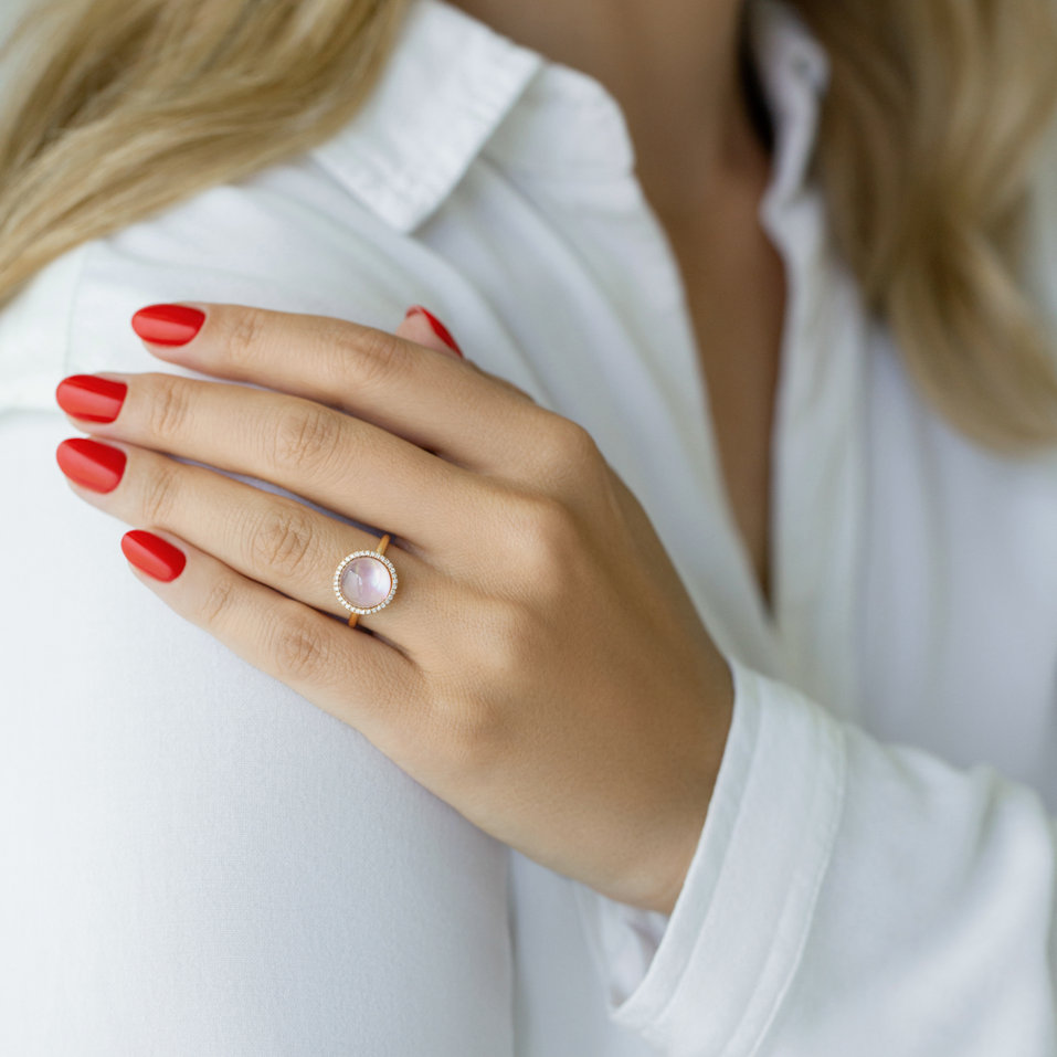 Prsten s diamanty, ametystem a perletí Planet of Miracles