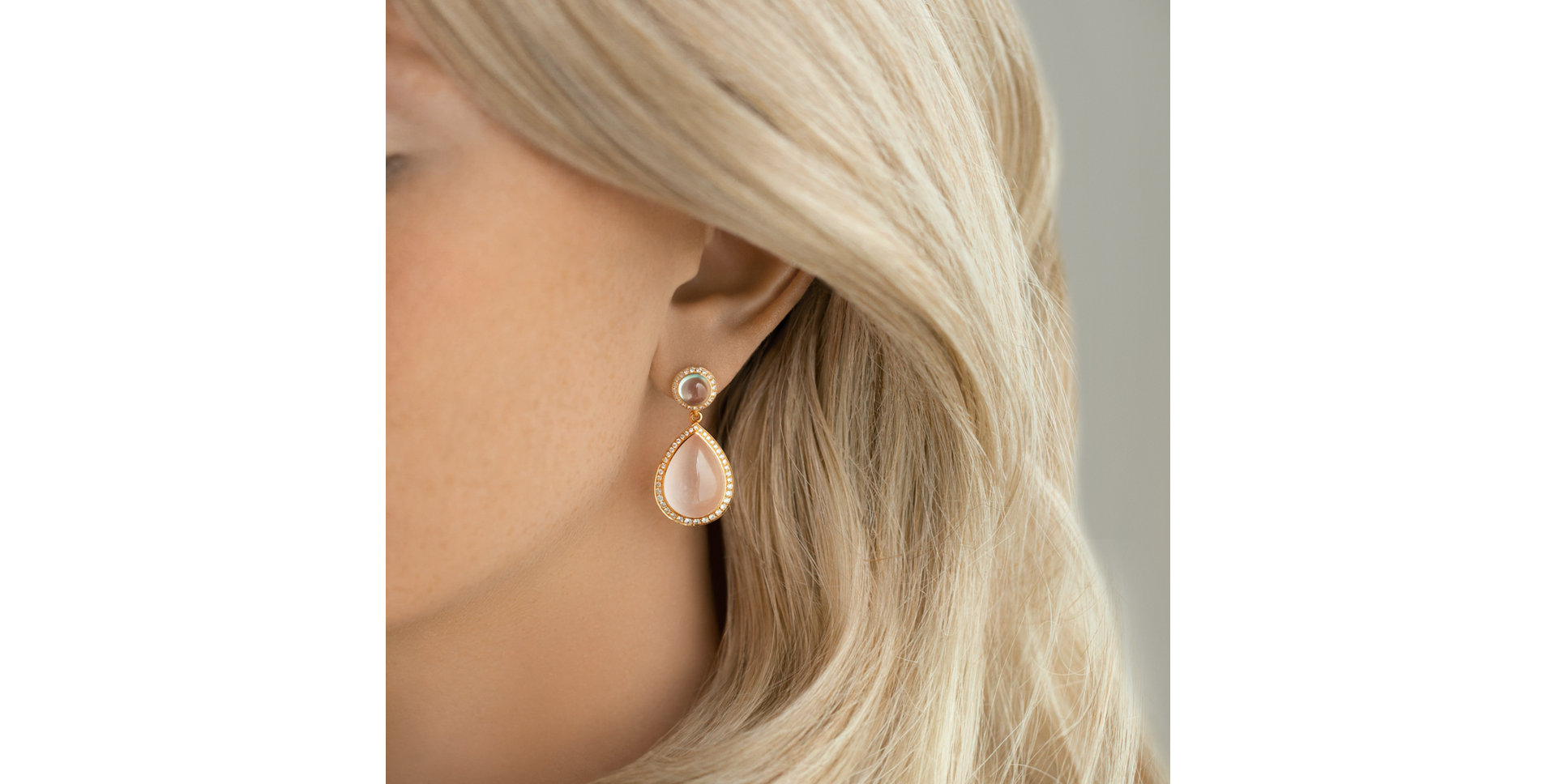 Náušnice s diamanty, prehnitem a růženínem Eternal Sunset