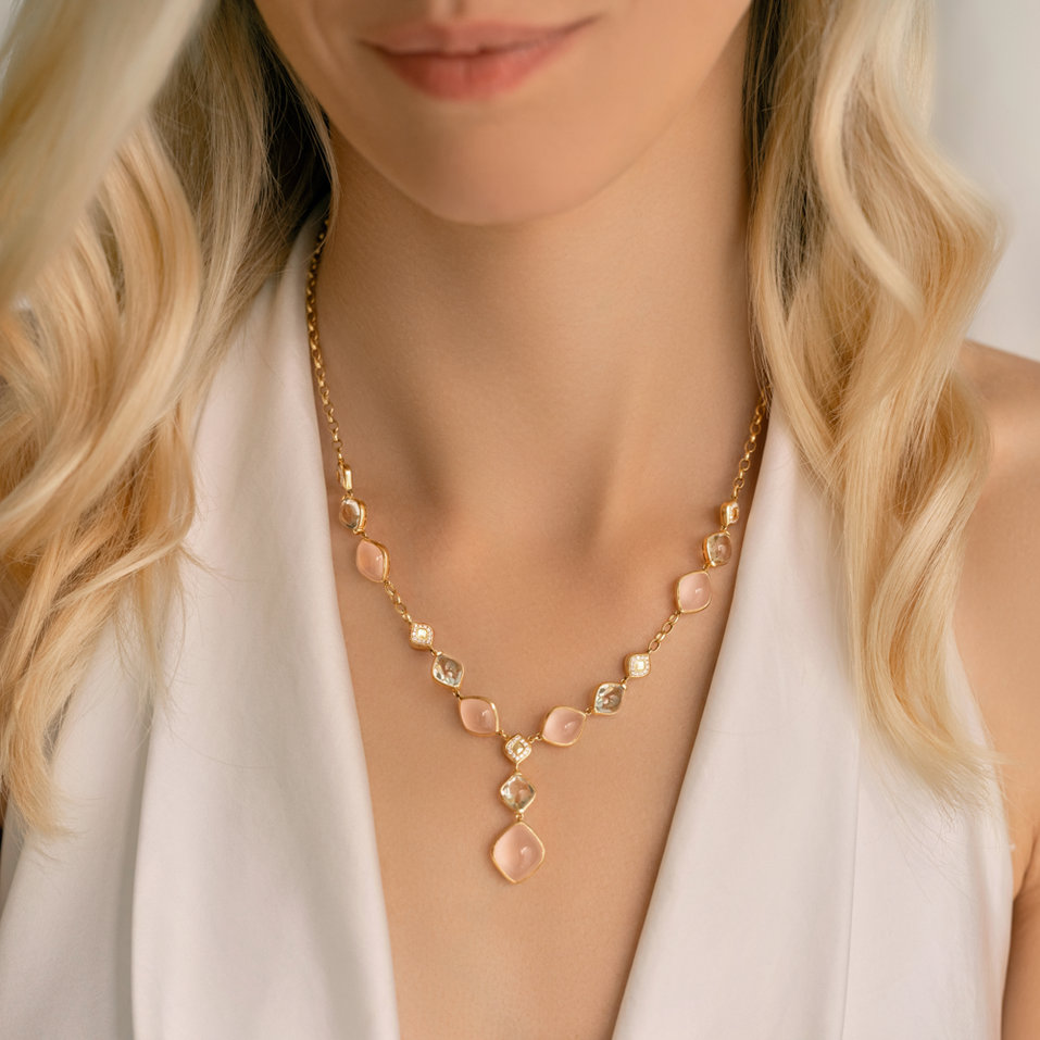 Náhrdelník s diamanty, ametysty a růženíny Caesarean Charm