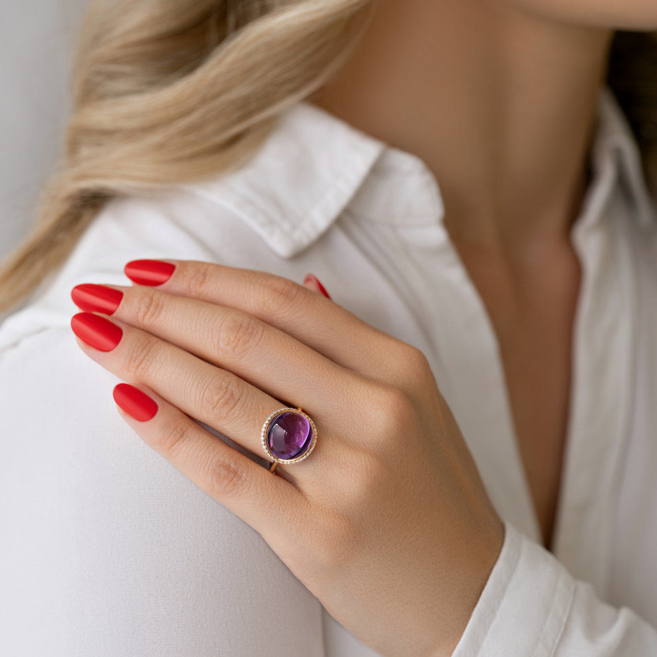 Prsten s quartzem a diamanty Diantha