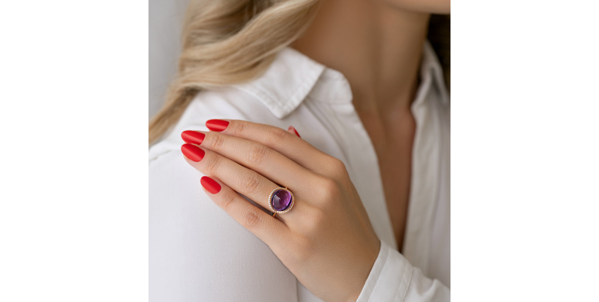 Prsten s ametystem a diamanty Diantha