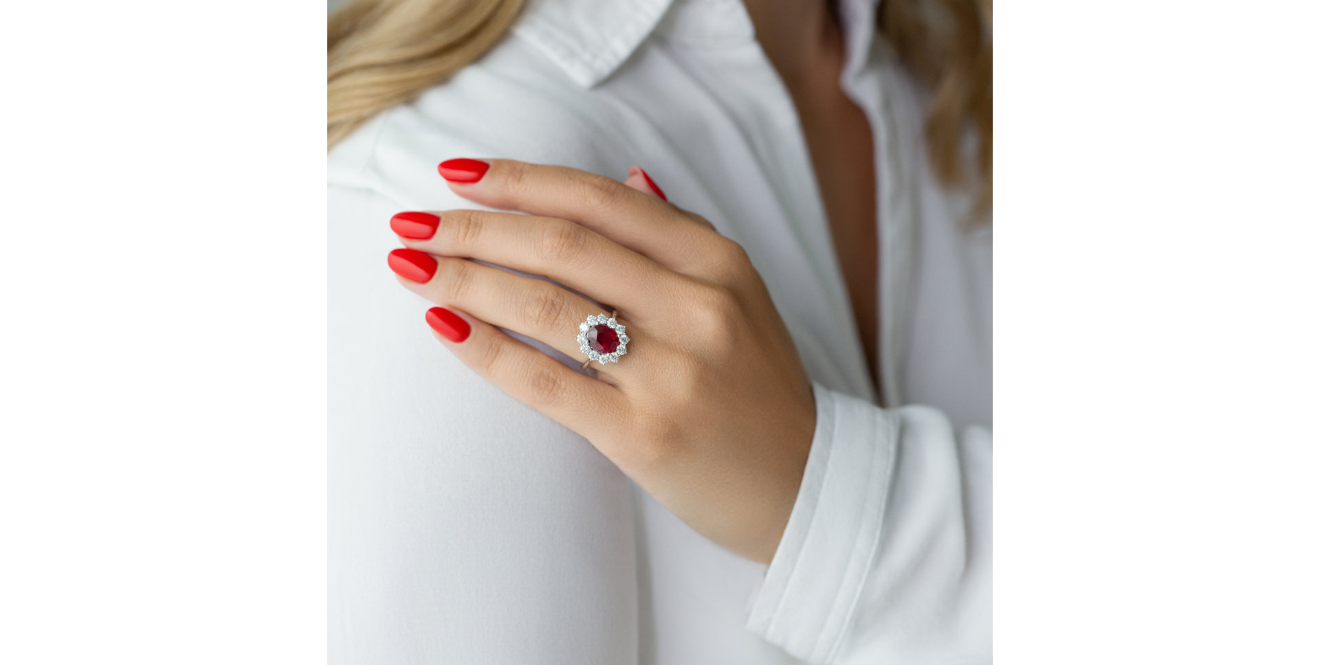 Prsten s rubínem a diamanty Sky Goddess