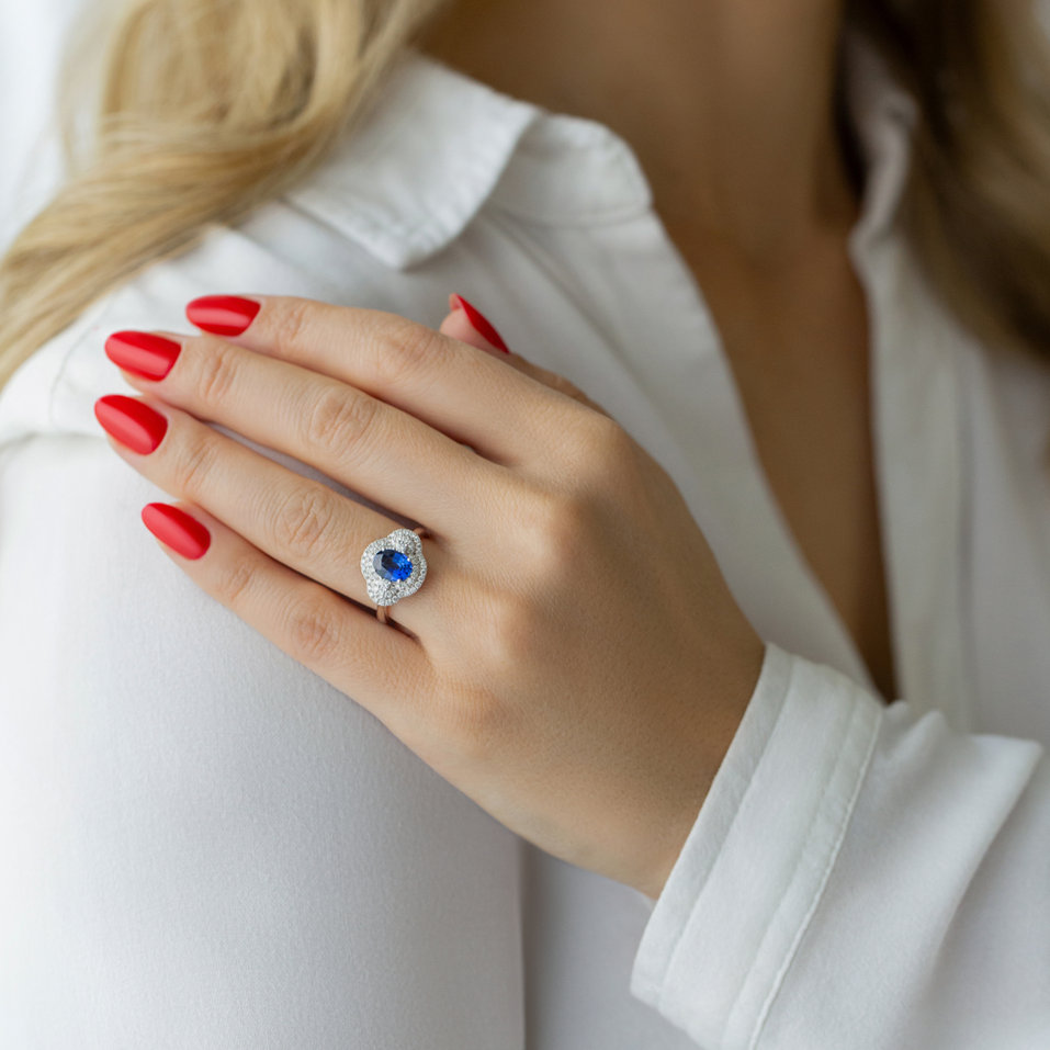 Prsten s safírem a diamanty Sapphire Core