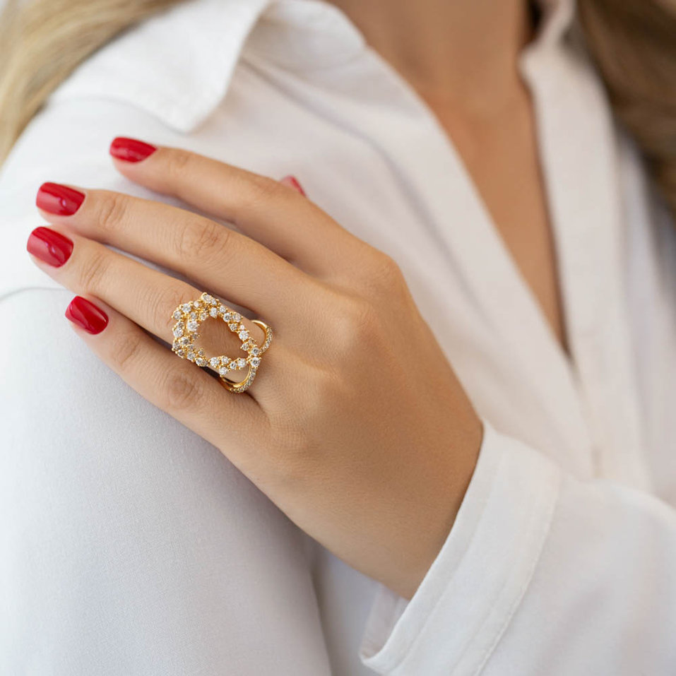 Prsten s bílými a hnědými diamanty Hardino