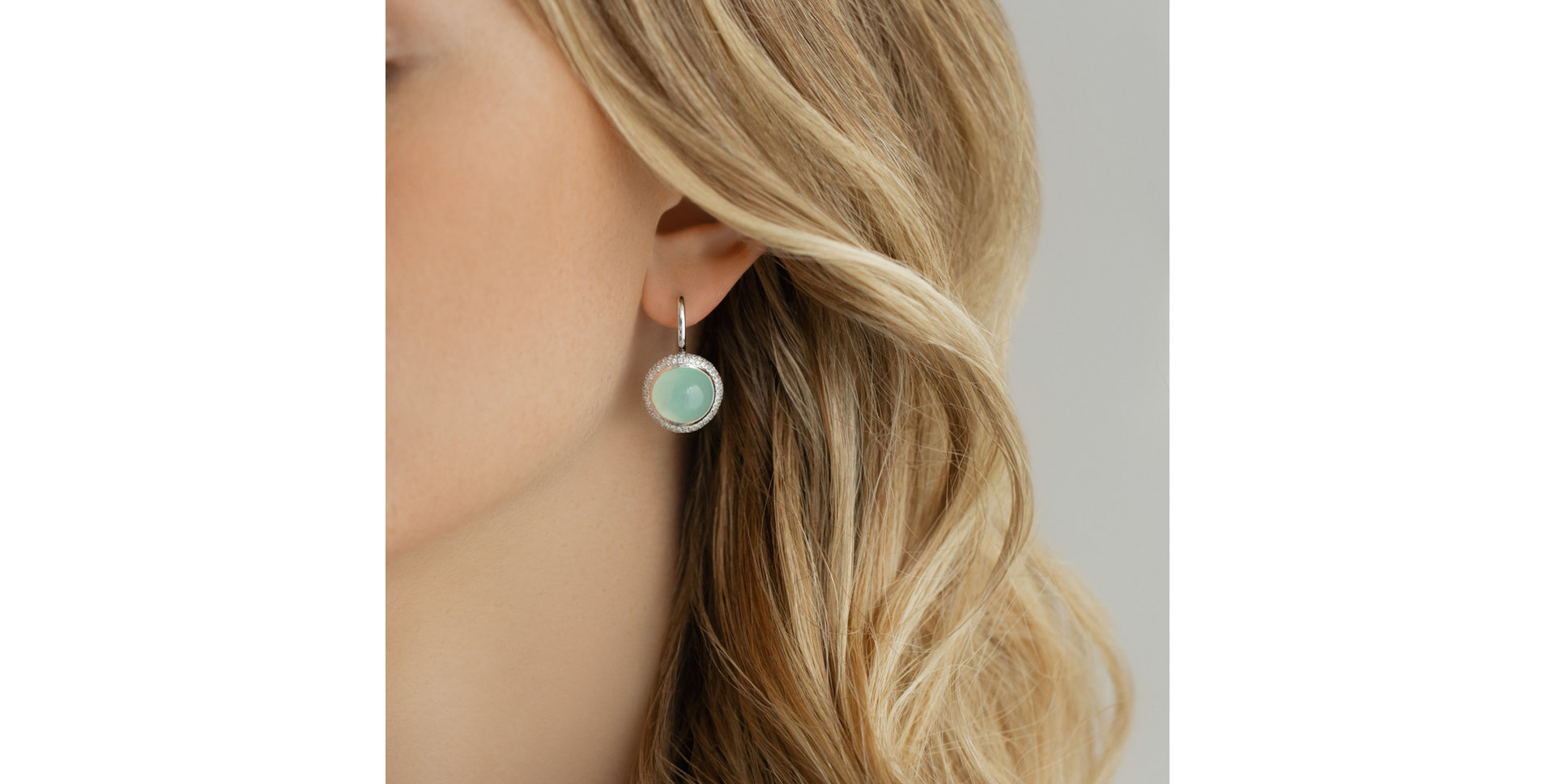 Náušnice s chalcedonem a diamanty Rainbow Drop