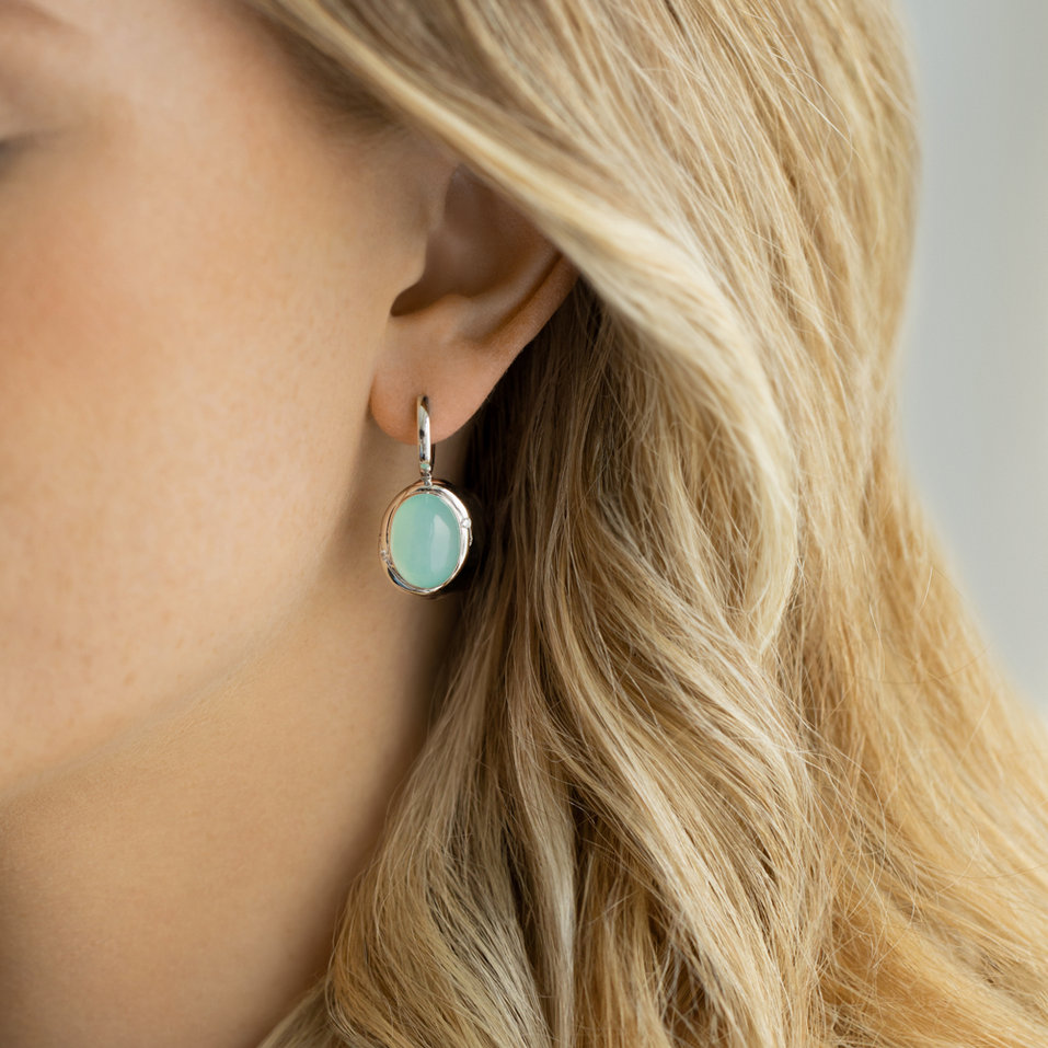 Náušnice s chalcedonem a diamanty Gem Spirit