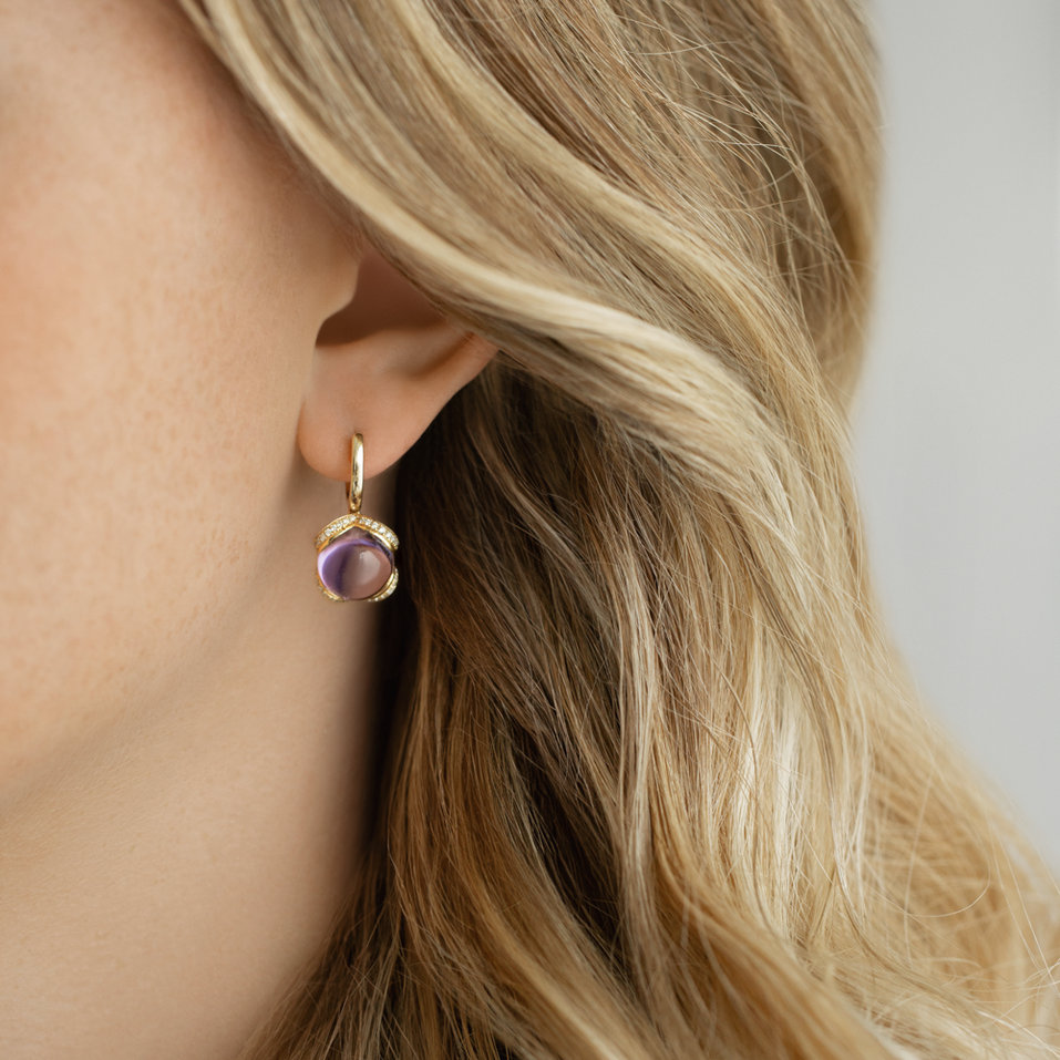 Náušnice s chalcedonem a diamanty Rainbow Wish