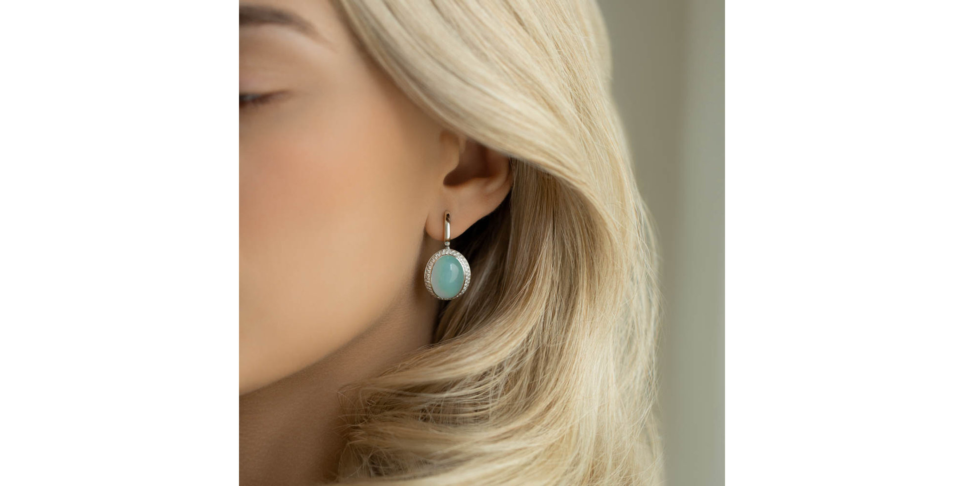 Náušnice s chalcedonem a diamanty Spring Aura