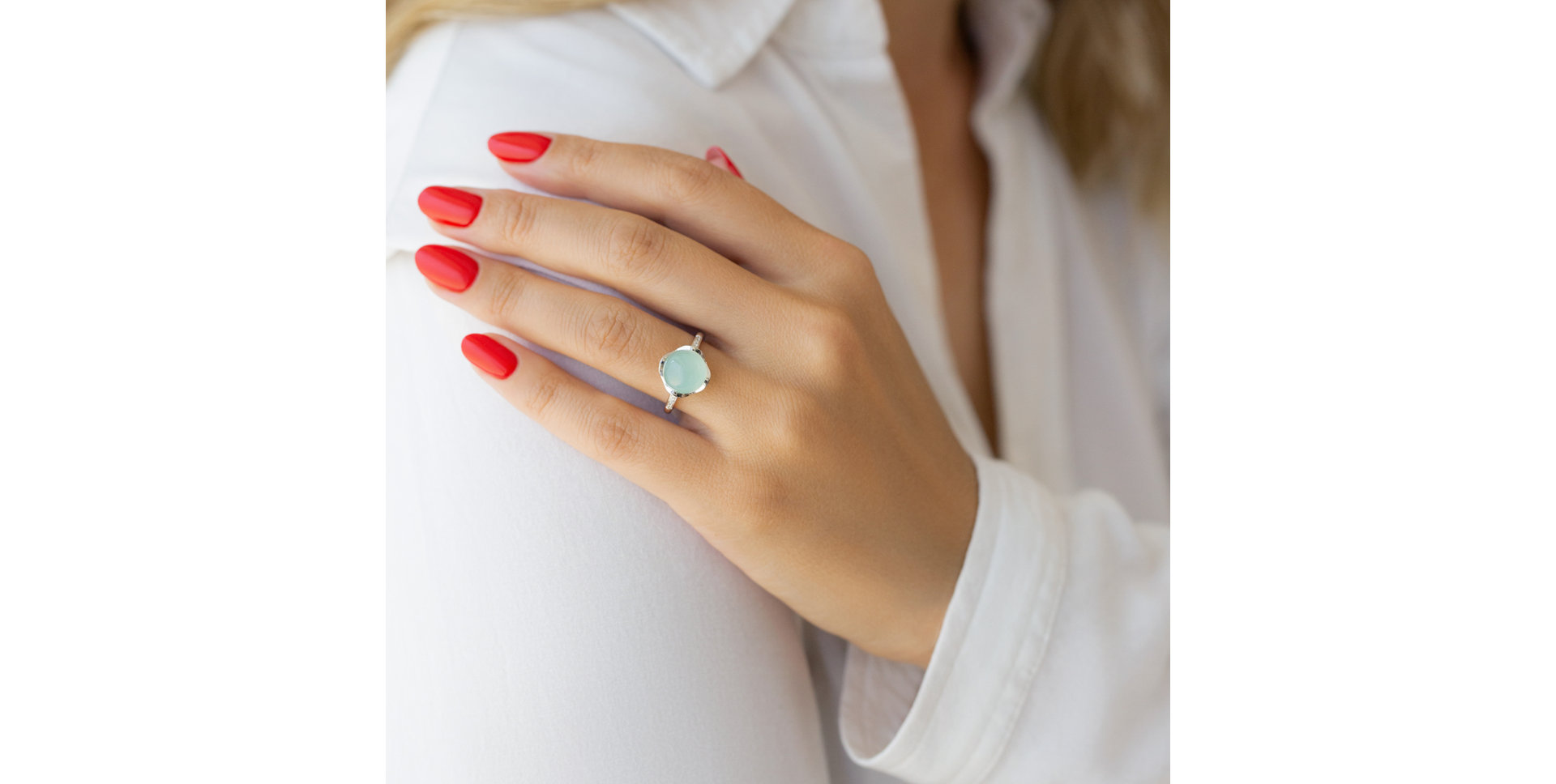 Prsten s chalcedonem a diamanty Lovely Feeling