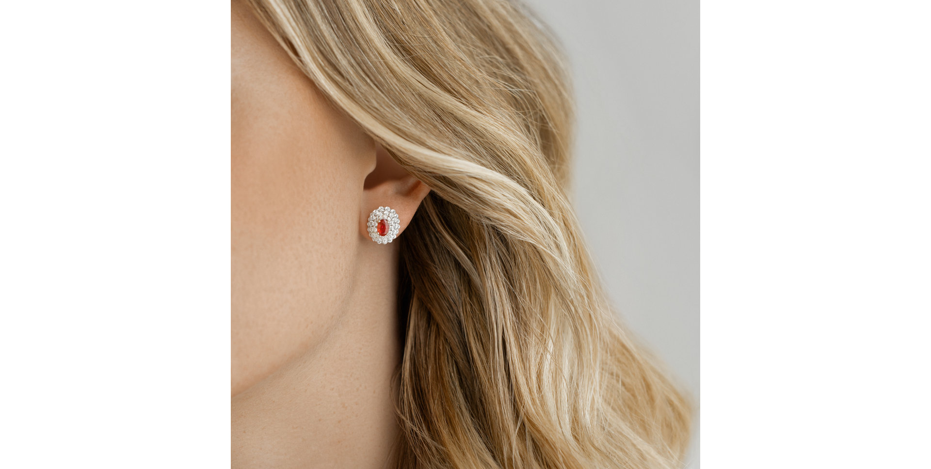 Náušnice s rubínem a diamanty Ruby Passion