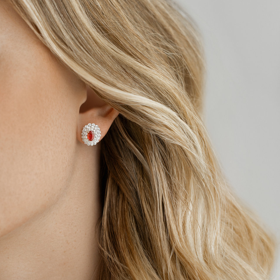 Náušnice s rubínem a diamanty Ruby Passion