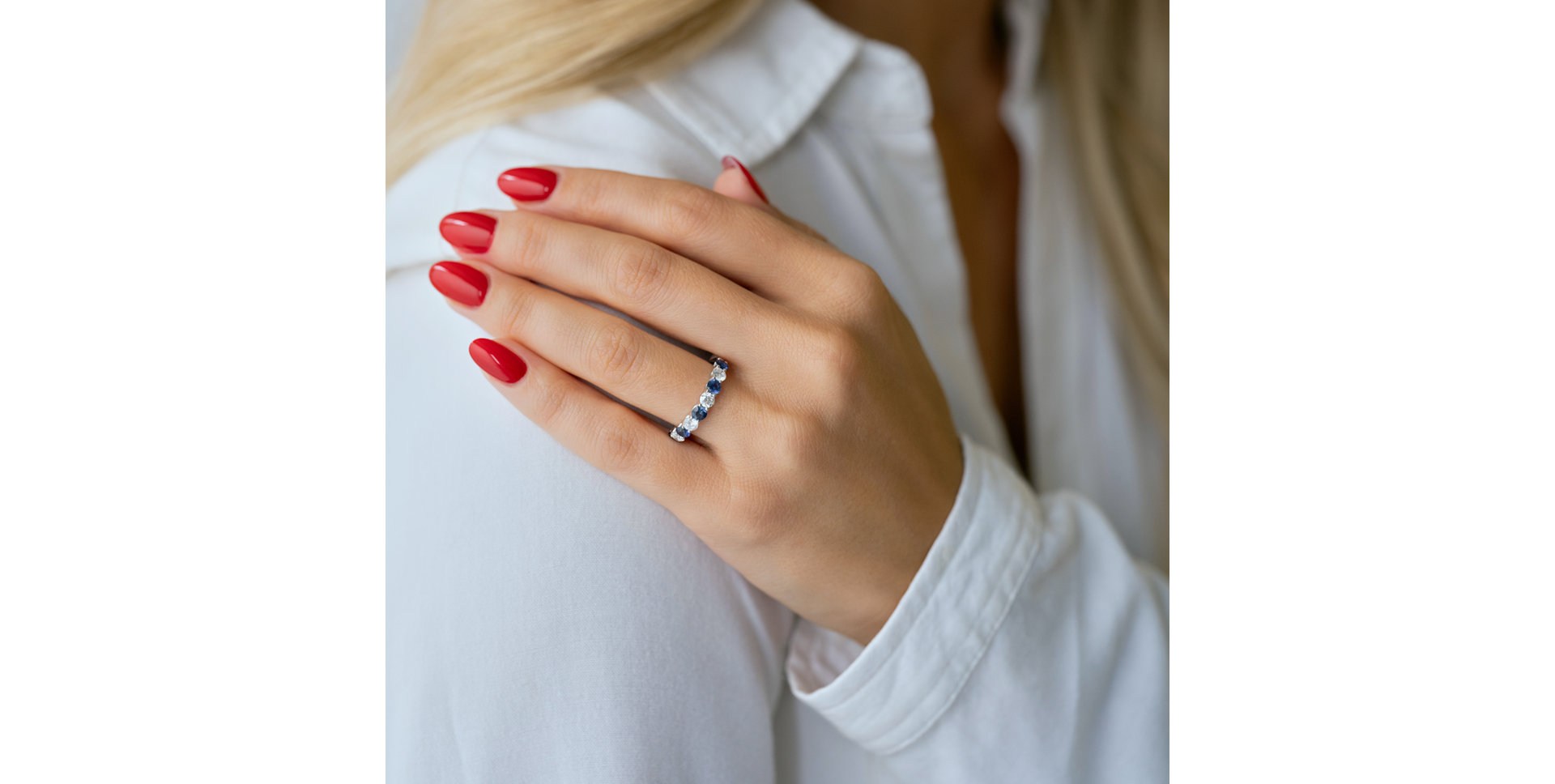 Prsten s diamanty a safíry Melanie