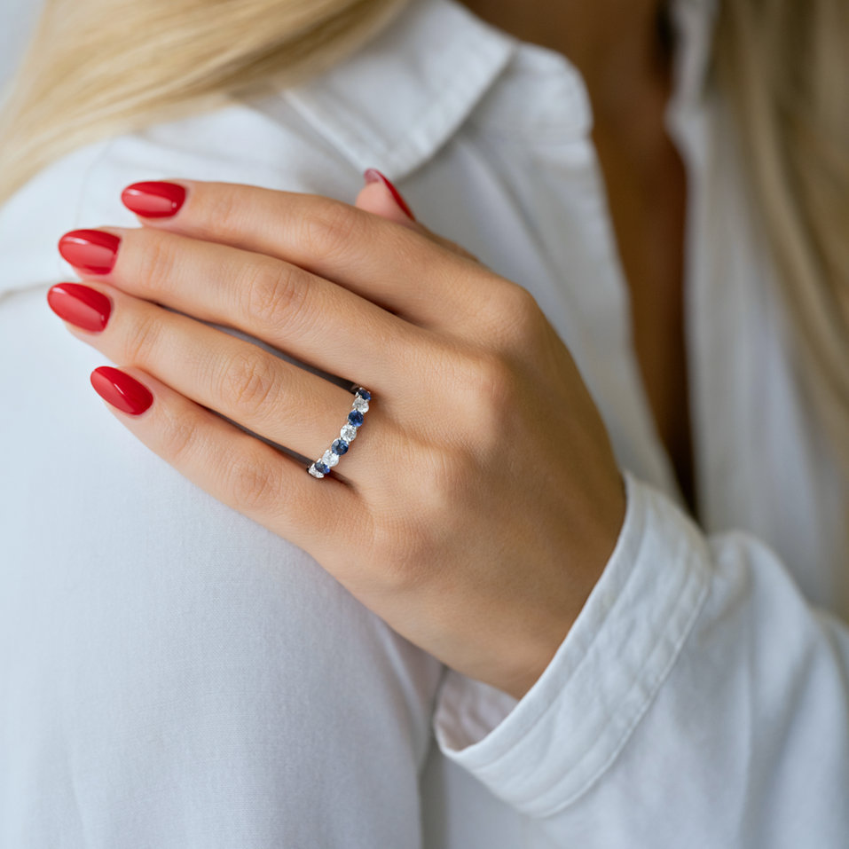 Prsten s diamanty a safíry Melanie
