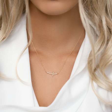 Náhrdelník s diamanty Glossy Cross