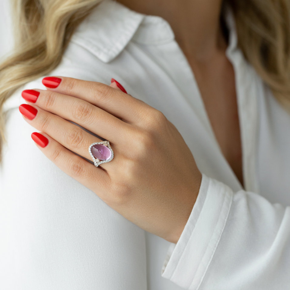 Prsten s ametystem a diamanty Sparkling Desire
