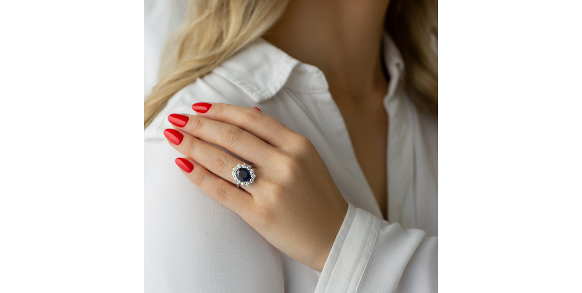 Prsten se safírem a diamanty Sky Goddess