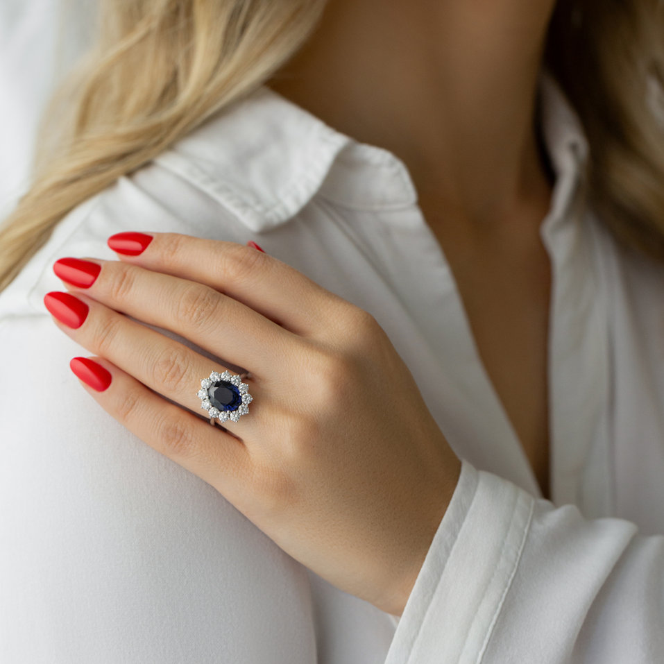 Prsten se safírem a diamanty Sky Goddess