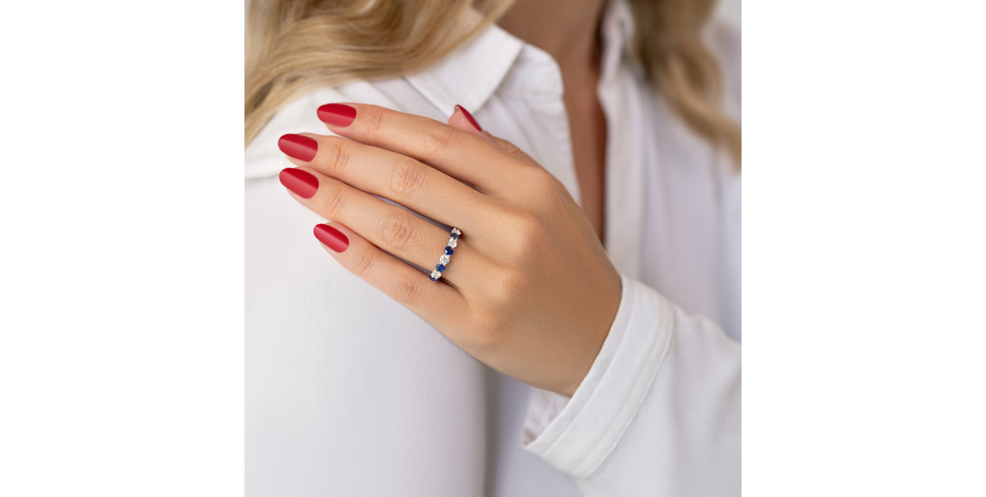 Prsten s diamanty a safíry Galaxy