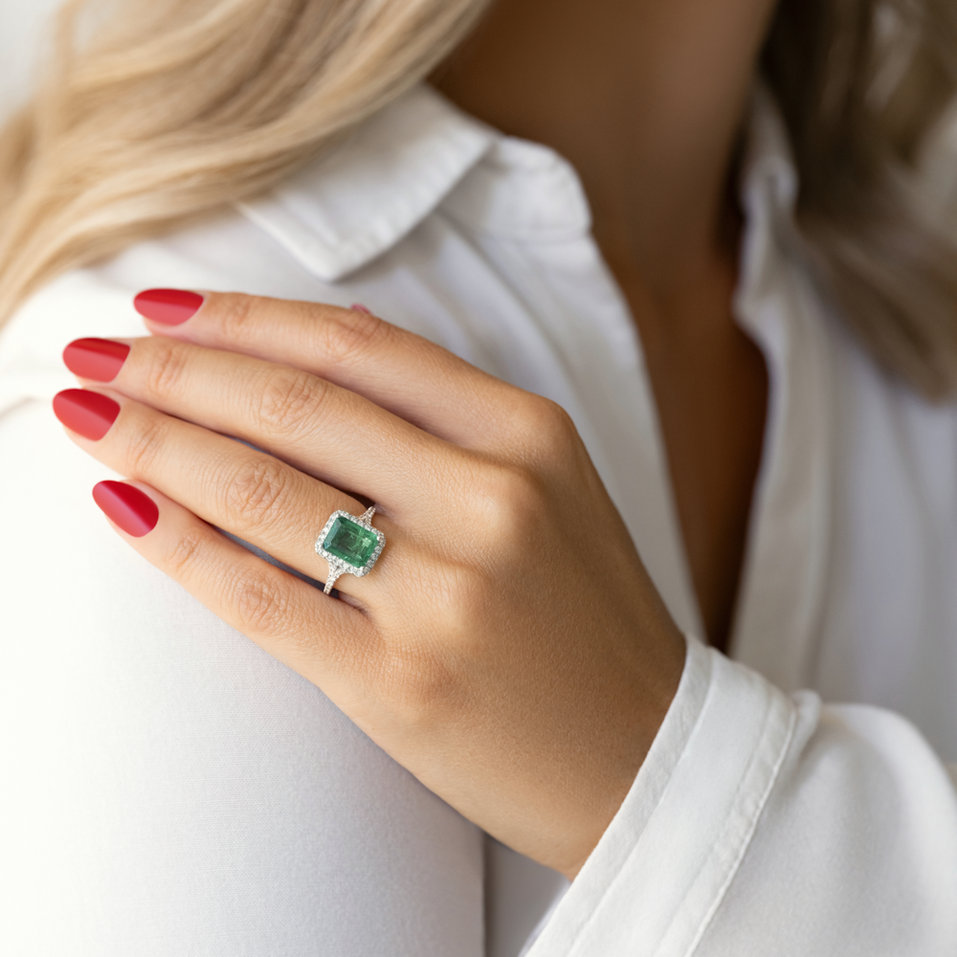 Prsten se smaragdem a diamanty Fantasy Gem