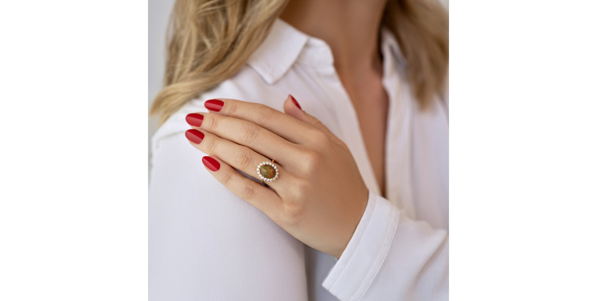 Prsten s opálem a diamanty Diamond Czarina