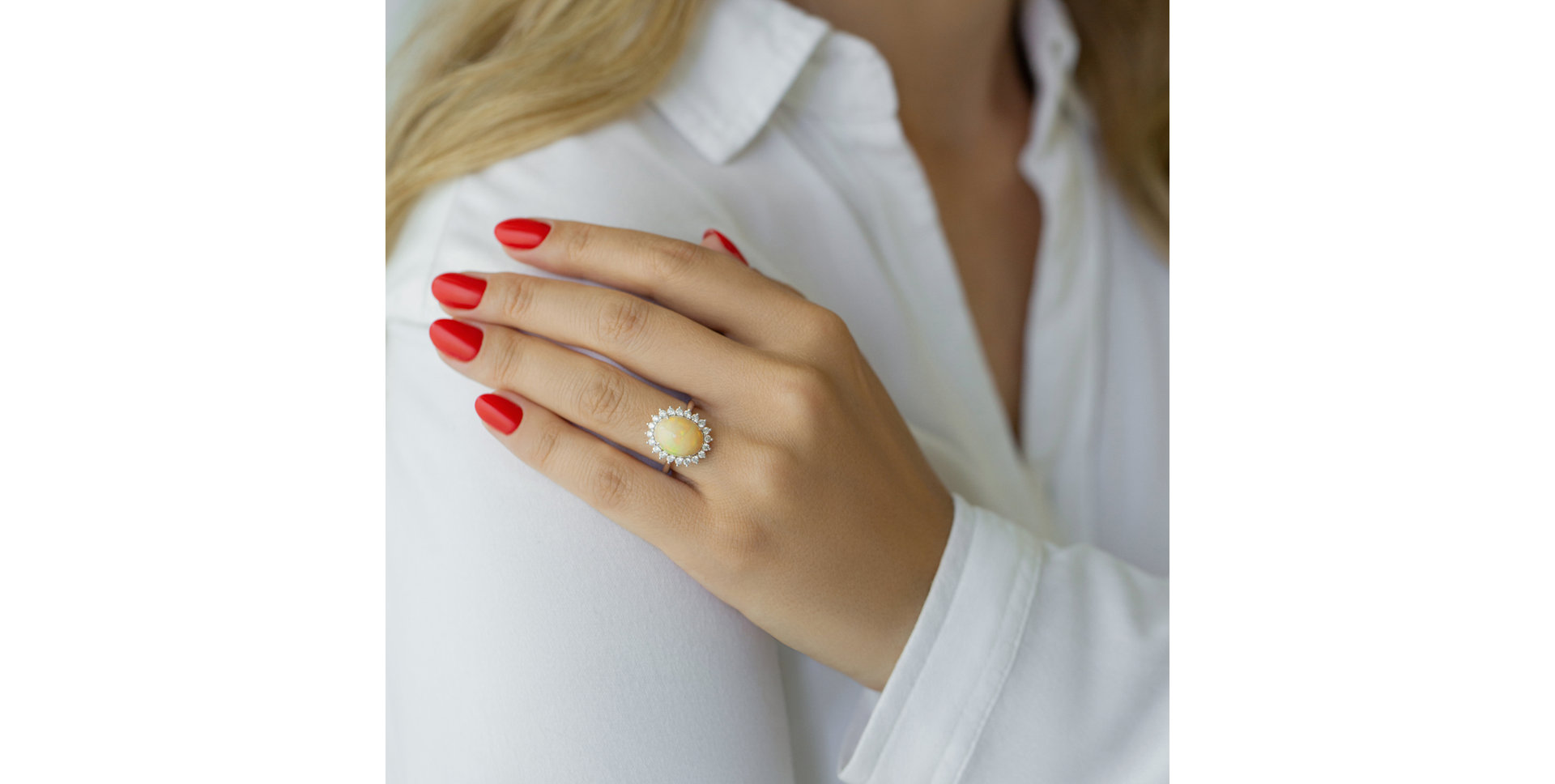 Prsten s opálem a diamanty Diamond Czarina