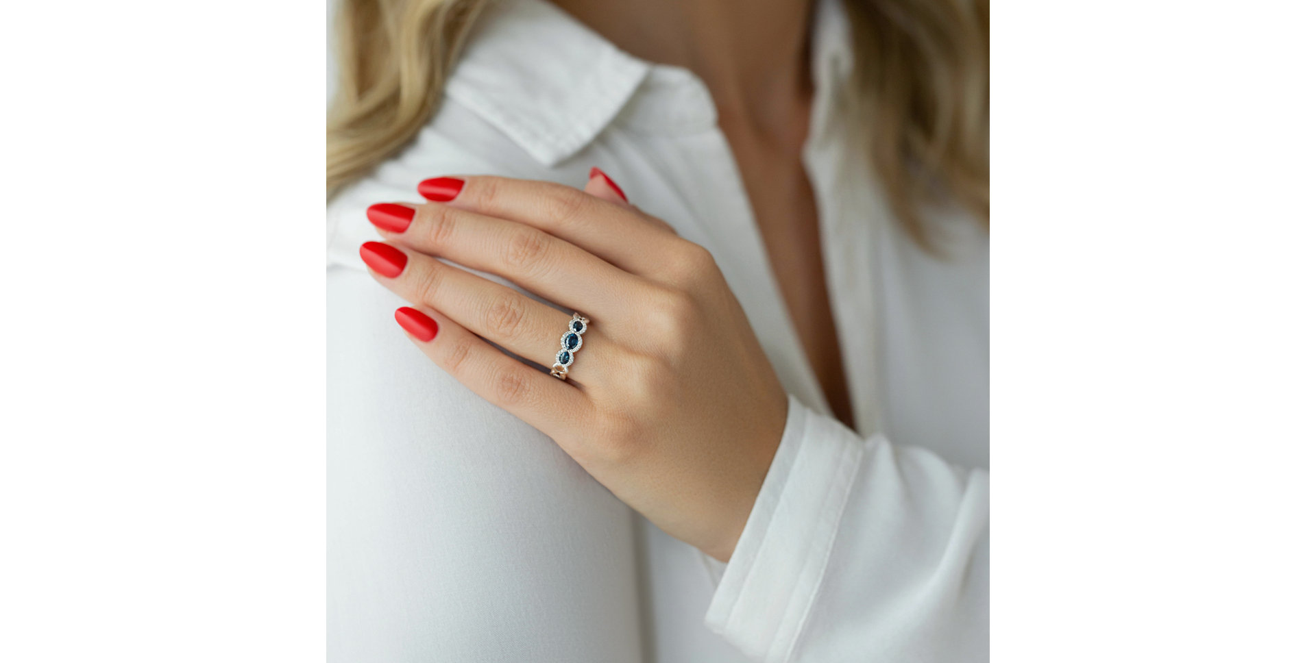 Prsten s diamanty a safíry Clotilde