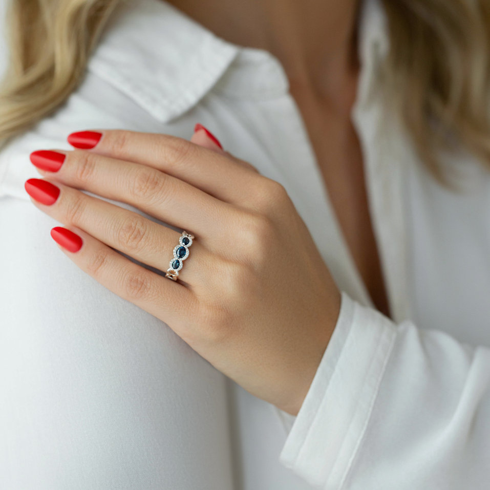 Prsten s diamanty a safíry Clotilde