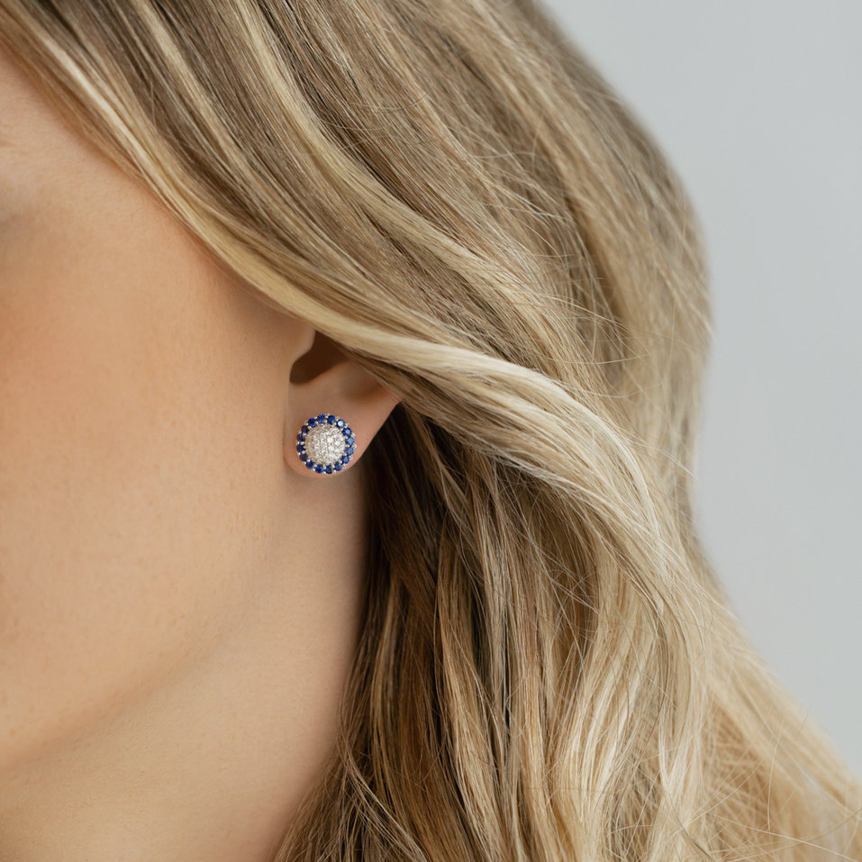 Náušnice s diamanty a safíry Dilliana