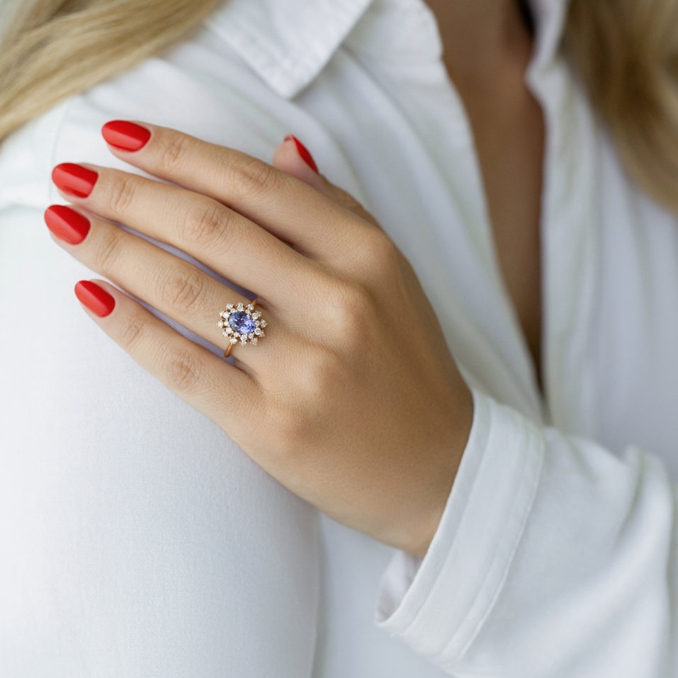 Prsten s diamanty a tanzanitem Neverending Joy