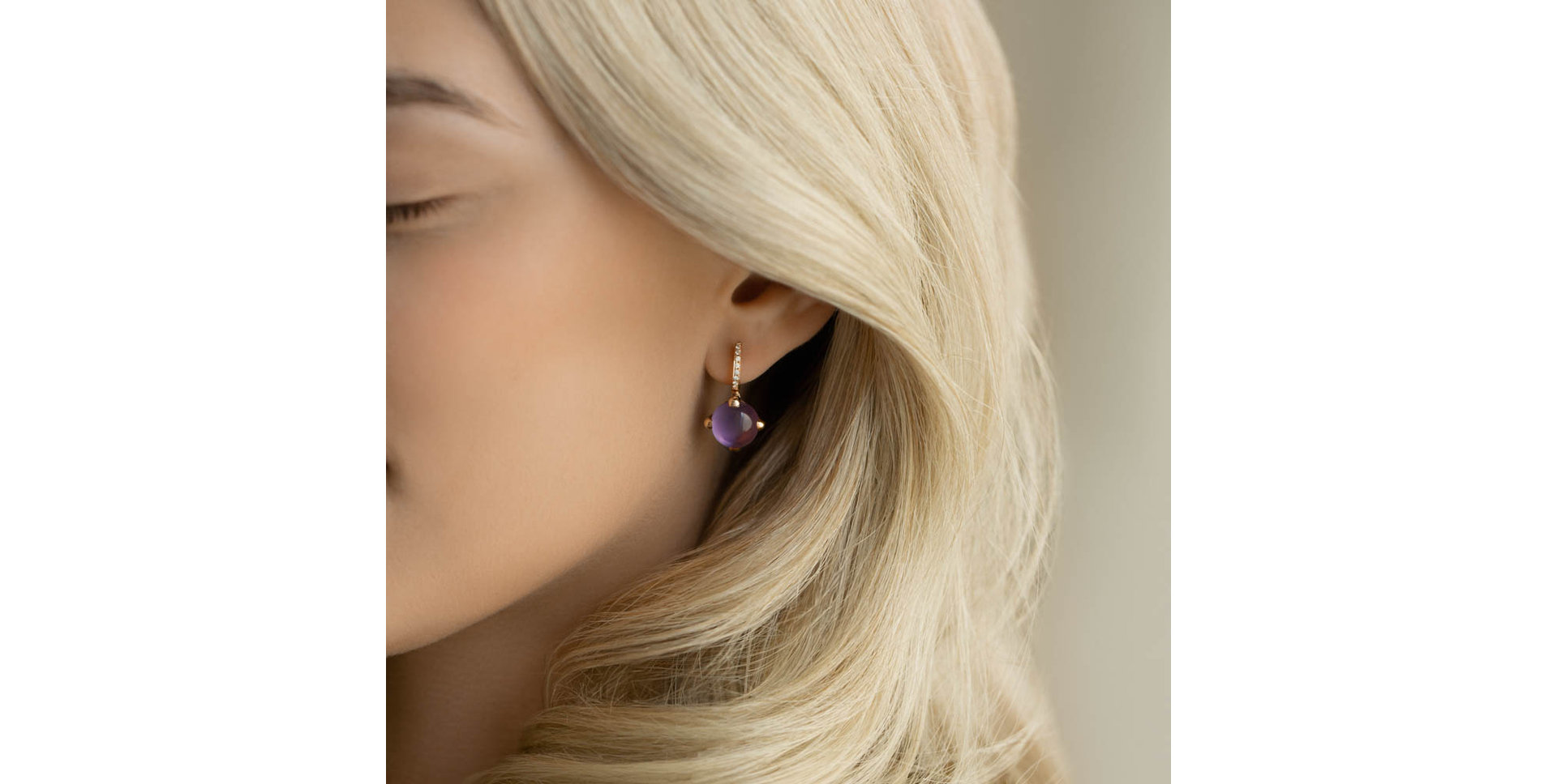 Náušnice s ametystem diamanty Rainbow Space