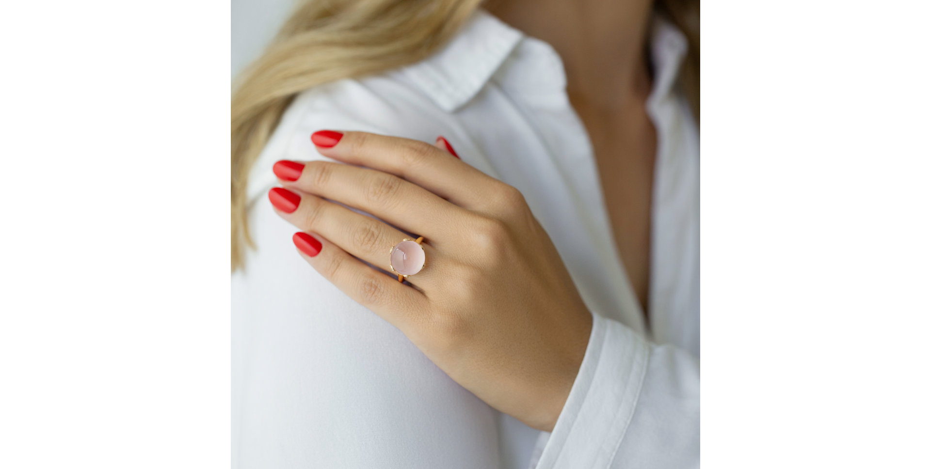 Prsten s růženínem a diamanty Evanthe