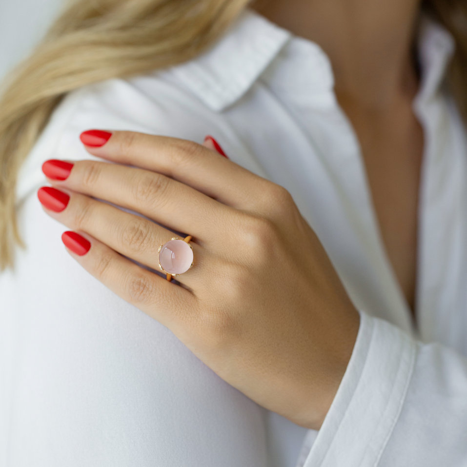 Prsten s růženínem a diamanty Evanthe