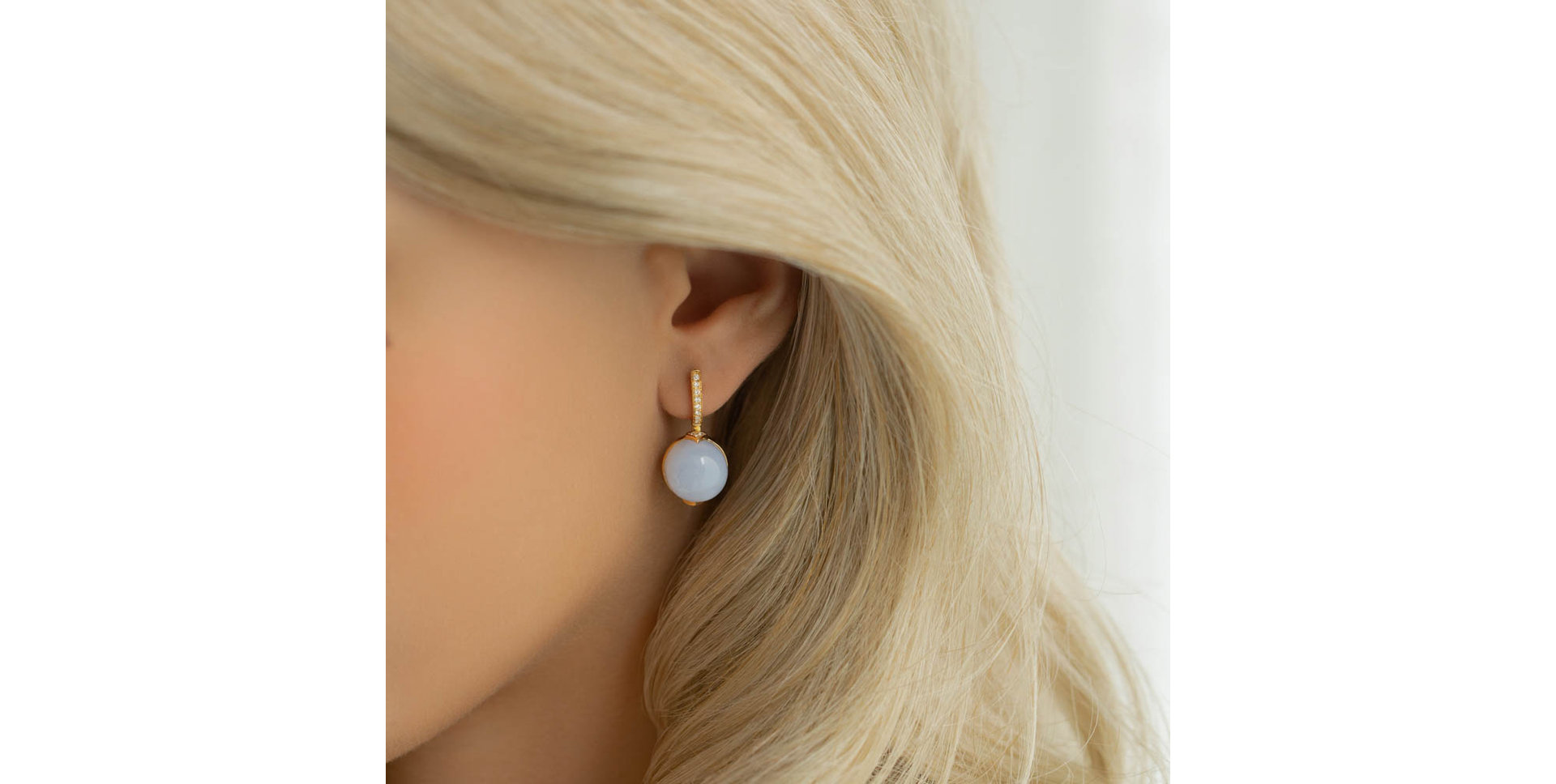 Náušnice s chalcedonem a diamanty Fairy Blossom