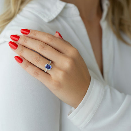Prsten s tanzanitem a diamanty Diaona