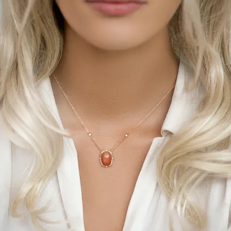 Náhrdelník s měsíčním kamenem a diamanty Wonder Nymph