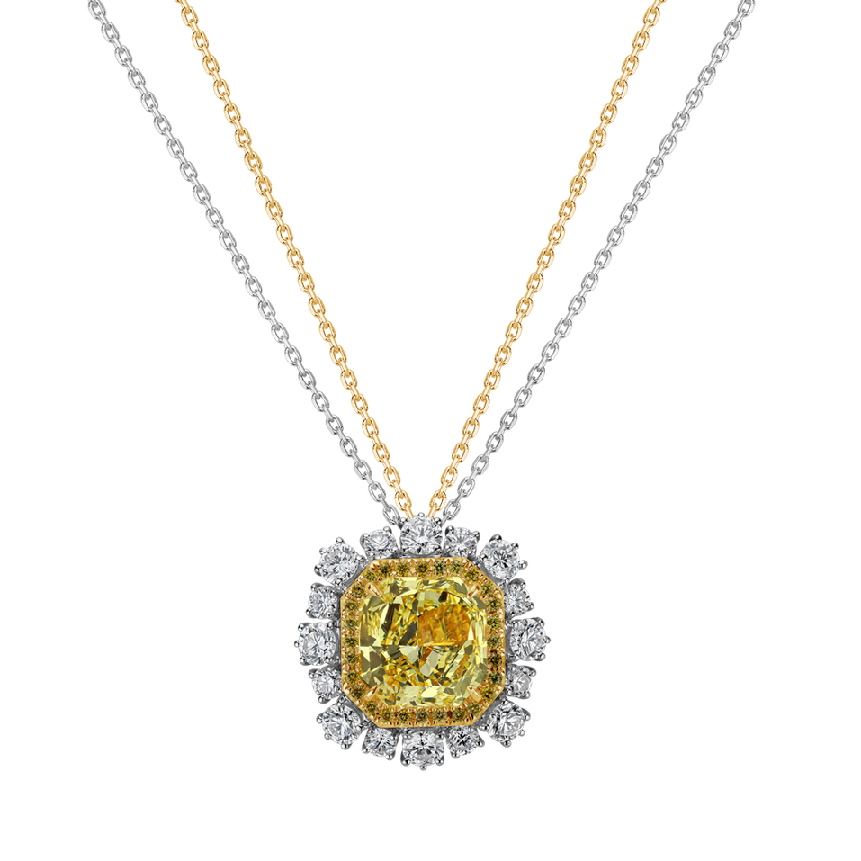 Prsten / přívěsek s bílými a žlutými diamanty Golden Sun