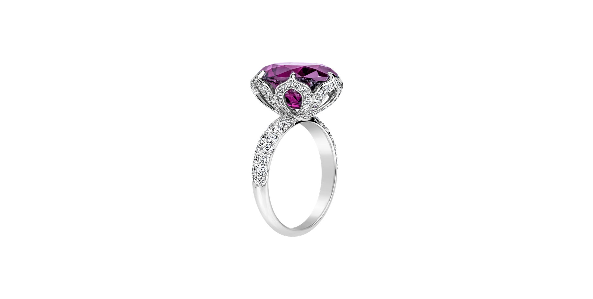 Prsten s diamanty a rhodolitem Fire of Life