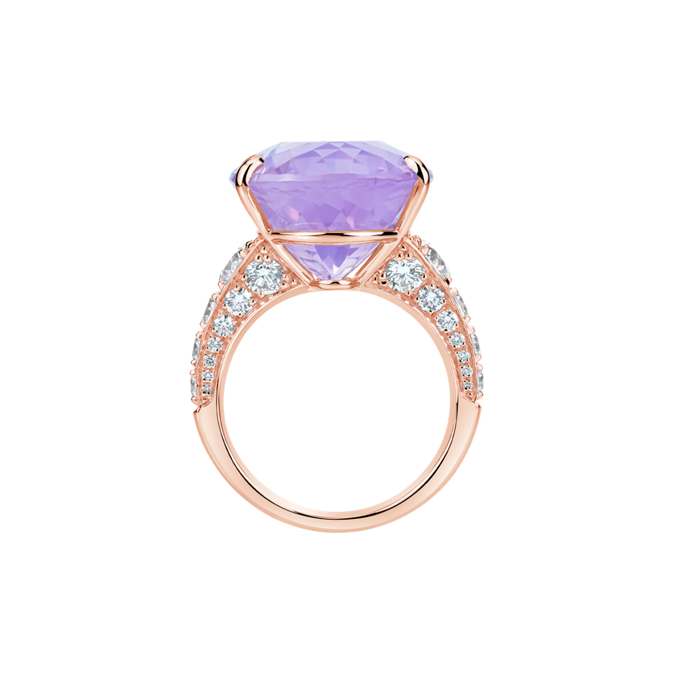 Prsten s diamanty a ametystem Mist of Amethyst