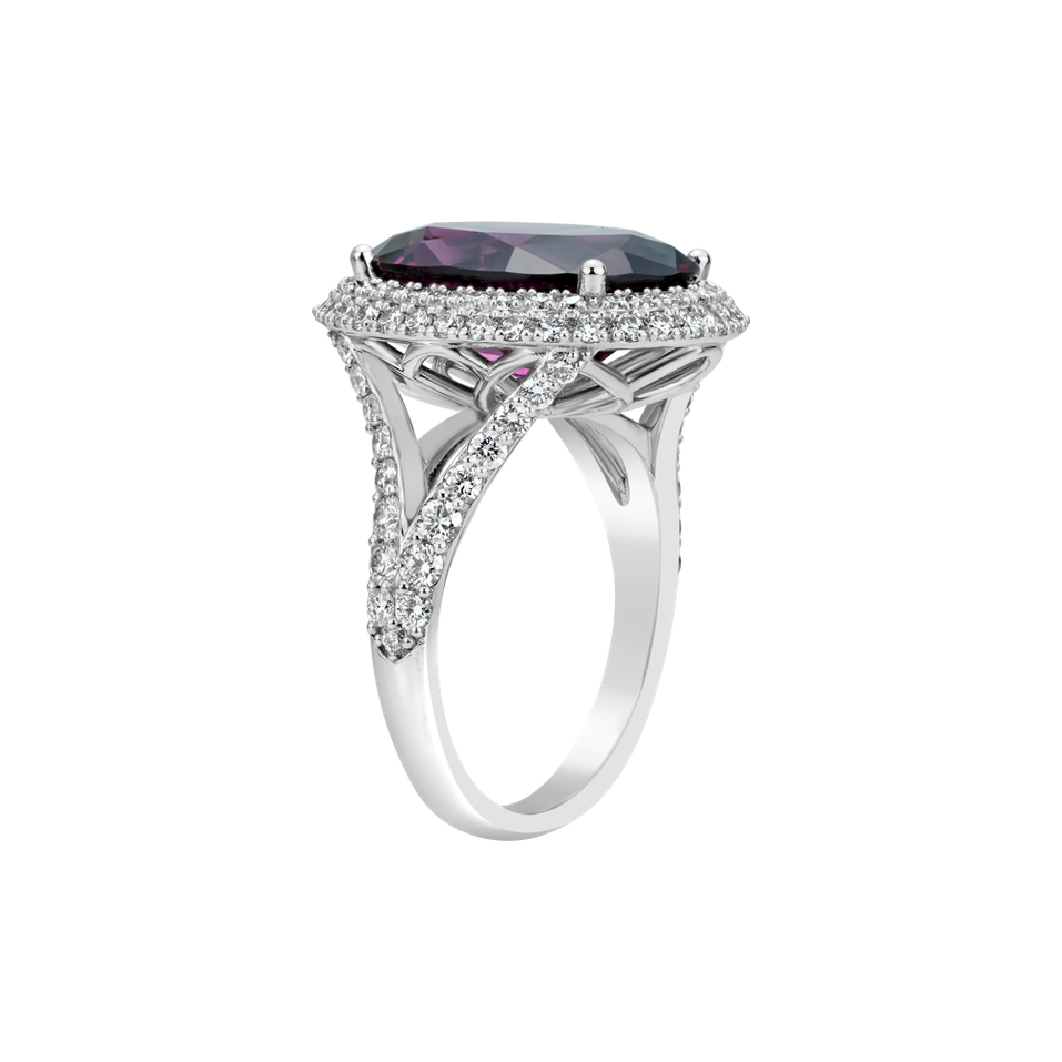 Prsten s diamanty a rhodolitem Born of LIght