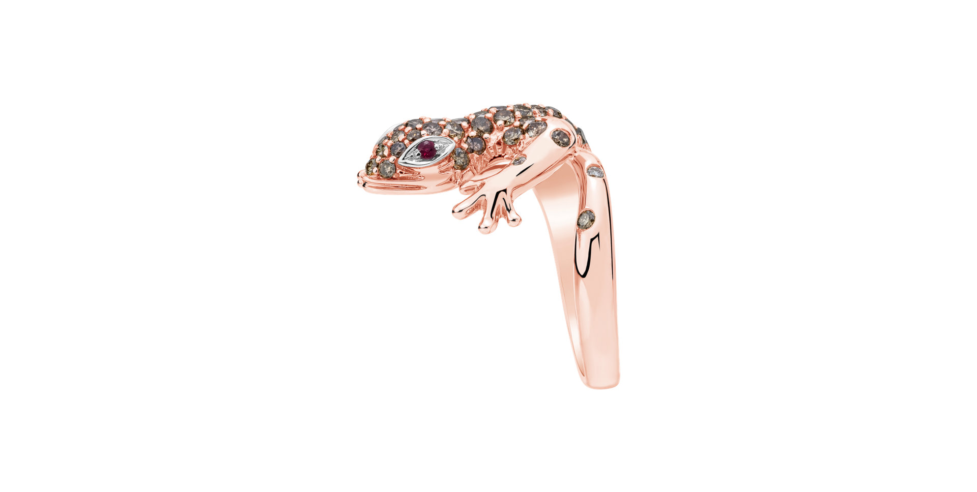 Prsten s diamanty a rubíny Sparkling Lizard