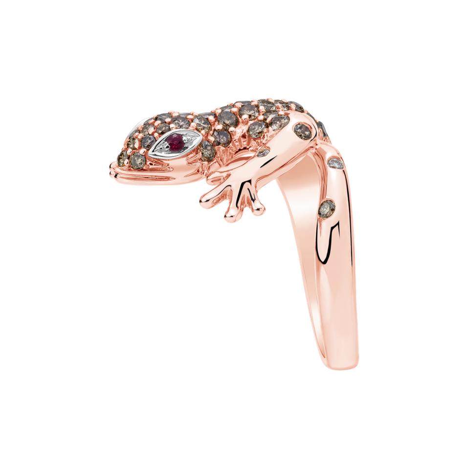 Prsten s diamanty a rubíny Sparkling Lizard