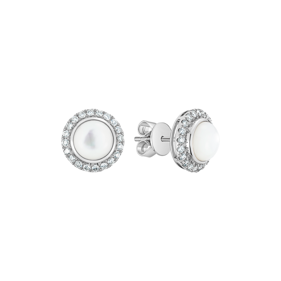 Náušnice s diamanty a perlou Pure Pearl